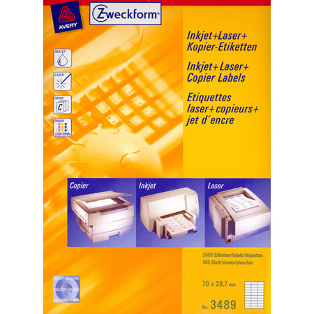 Avery Zweckform Universal labels - 70x29,7mm - 30/page (100 sheets) - white