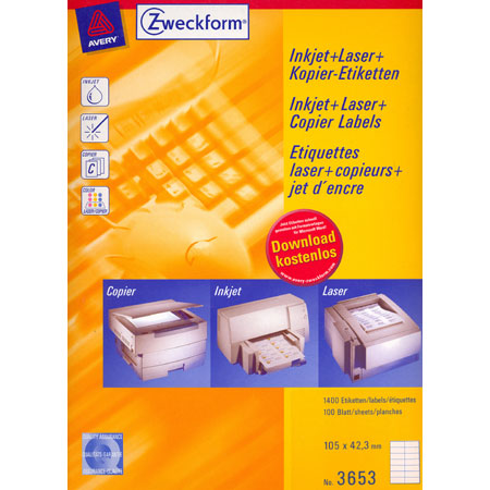 Avery Zweckform Universal labels - 105x42,3mm - 14/page (100 sheets) - white