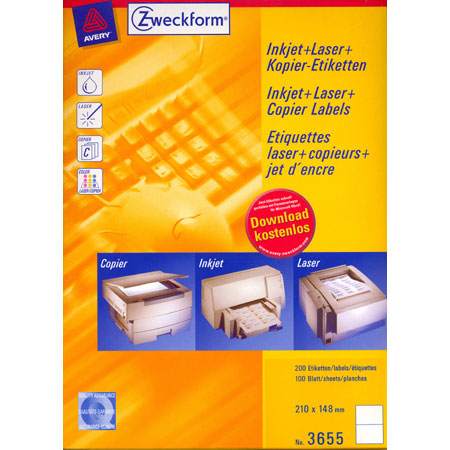 Avery Zweckform Universal labels - 210x148mm - 2/page (100 sheets) - white