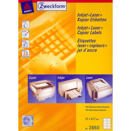 Avery Zweckform Universal labels - 97x67,7mm - 8/page (100 sheets) - white