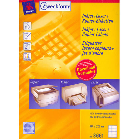 Avery Zweckform Universal labels - 70x67,7mm - 12/page (100 sheets) - white