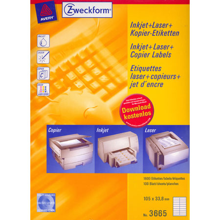 Avery Zweckform Universal labels - 105x33,8mm - 16/page (100 sheets) - white