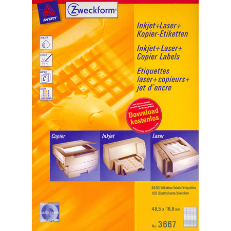 Avery Zweckform Universal labels - 48,5x16,9mm - 64/page (100 sheets) - white